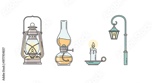 Vintage lanterns and light sources.