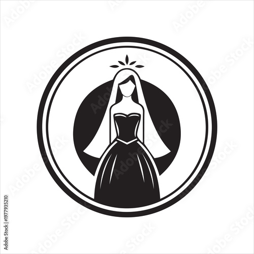 bride silhouette inside circular frame