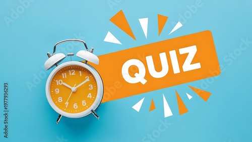 Quiz, alarm clock, time limit, test concept, education, learning