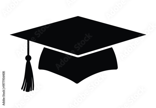 Graduation Cap Icon Silhouette Vector black design on a white background