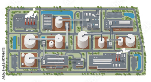 Aerial View of a Large Industrial Chemical Plant Facility.
