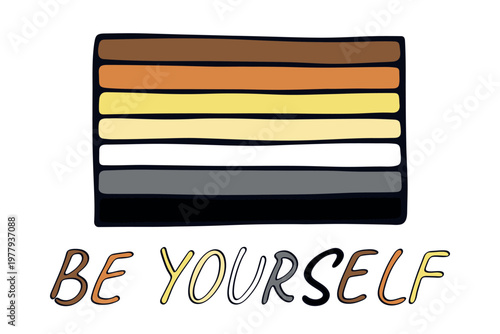 Colorful Bear brotherhood pride flag Happy pride day LGBTQ community Pride Month Vector hand drawn doodle for posters, stickers, logo, cards