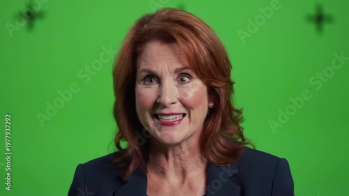 Woman Speaking on Green Screen.