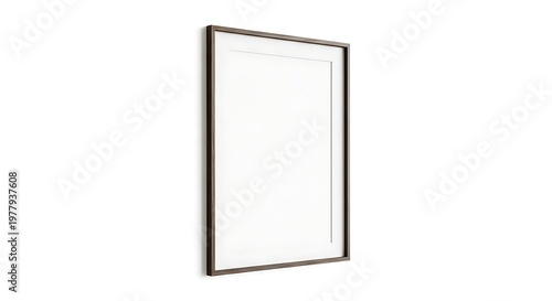 Minimalist rectangular wall mirror with black frame studio shot on white background