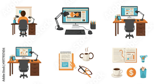 Home Office Setup & Business Workspace Icons