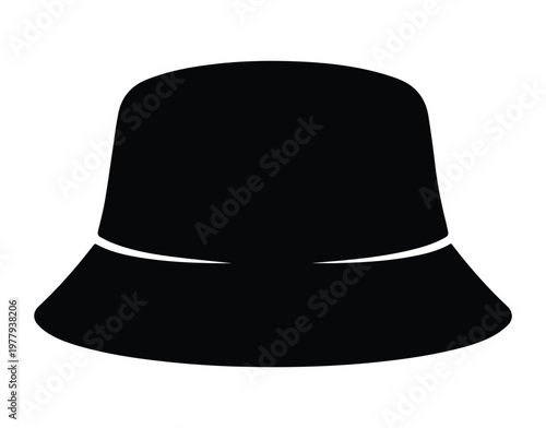 Bucket Hat Icon Silhouette Vector black design on a white background