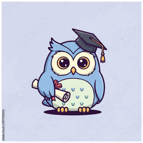 Graduated Owl Holding Diploma Certificate.