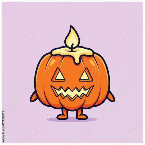 Smiling Halloween Pumpkin Character Face.