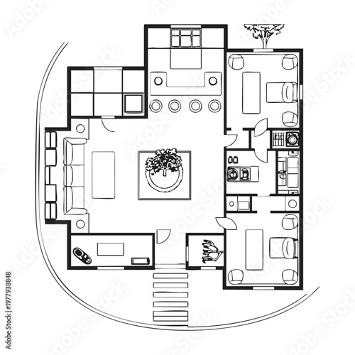 Black and white of a desk with office supplies and decorative stationery lamp