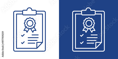 Quality Standards Blue And White Icon Style Collection