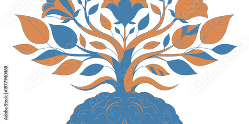 Plant growing from a book symbolizing the growth mindset concept of knowledge and learning leading to personal development and new ideas.