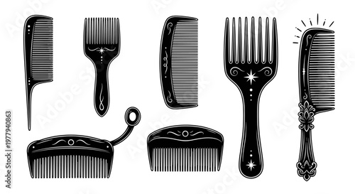 Collection of Vintage and Ornate Hair Combs.