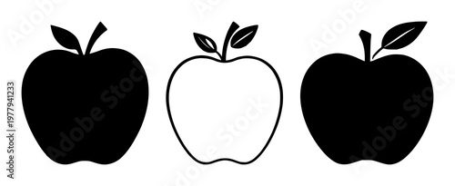 Apple teacher icon set with solid black outline on white background featuring teacher symbol, education, apple icon with educational and teaching elements