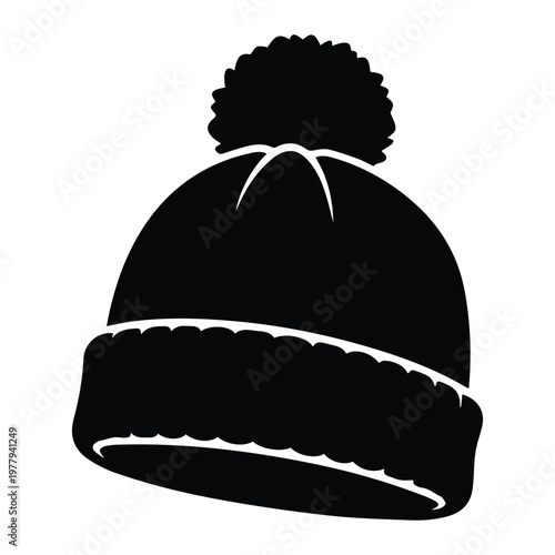 Beanie Hat Icon Silhouette Vector black design on a white background