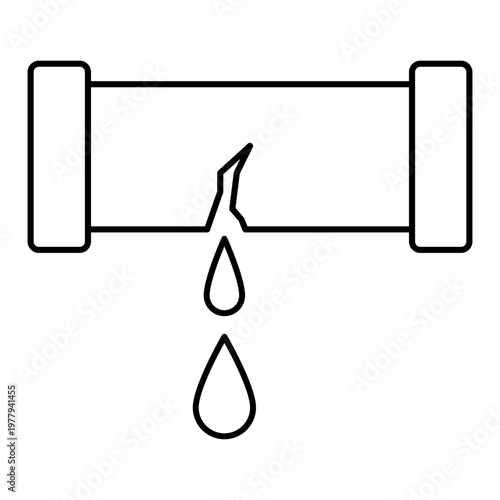 symbolic concept of a damaged pipe icon for graphic design.