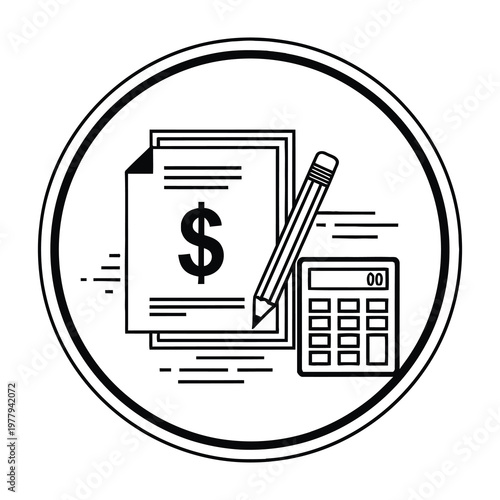 Financial documents with calculator and pencil on desk for budgeting and accounting