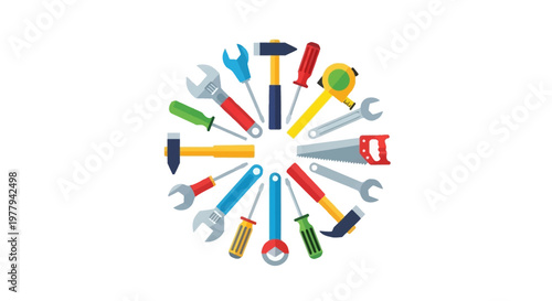 Foto Circle of Tools Illustration A Collection of Hardware and Repair Equipment for D