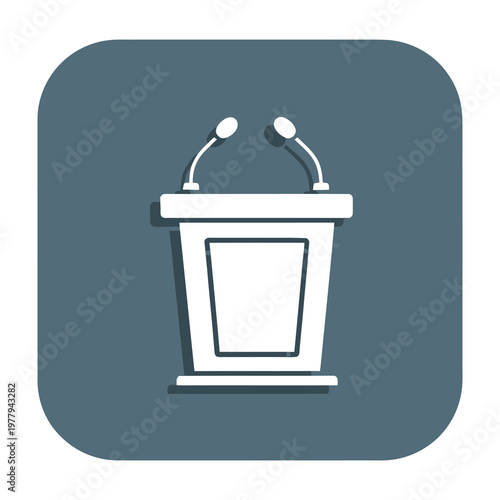 Podium with two microphones for public speaking and presentations