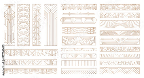 Elegant art deco geometric borders and frames collection with floral motifs vintage ornamental design elements