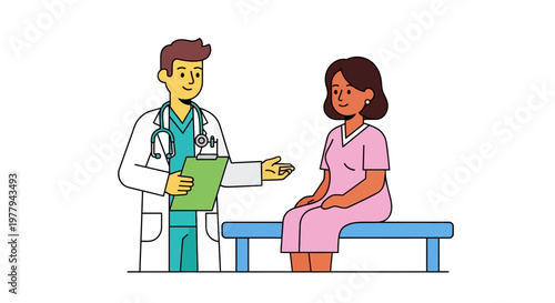 Doctor consulting with a female patient in a medical setting, discussing health and wellness with a professional and caring approach
