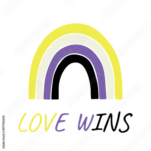 Colorful rainbow shape Non-binary pride flag Happy pride day LGBTQIA community Pride Month Vector hand drawn doodle for posters, stickers, logo, cards