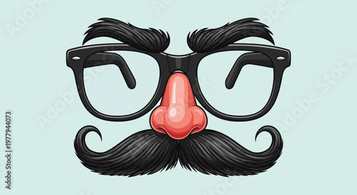 Illustration of a classic funny disguise mask with glasses, fake nose, and mustache