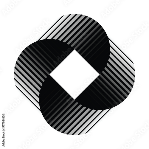 Abstract Geometric Interlocking Logo with Diagonal Stripes
