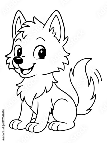 Friendly wolf cub: a friendly wolf cub. perfectly encapsulates playful and approachable essence. perfect for coloring and fun