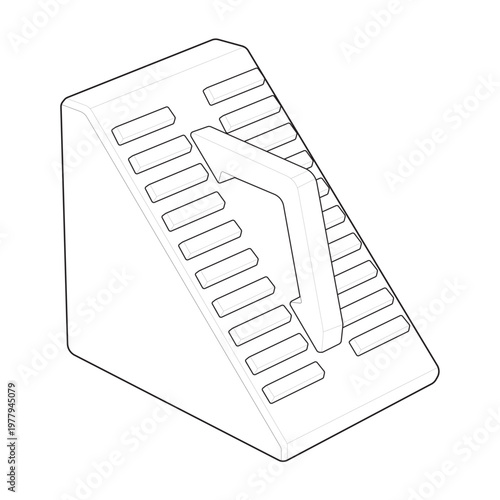 Isometric polyurethane wheel chock wedge and heavy duty truck stopper linear drawing
