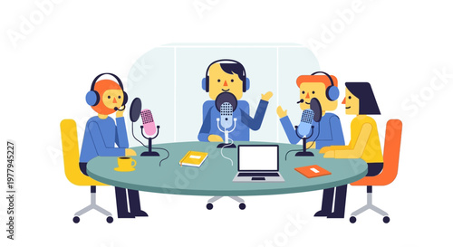 Dynamic Team Podcast Recording, Blending Voices for Engaging Online Discussion and Broadcasting Media Content
