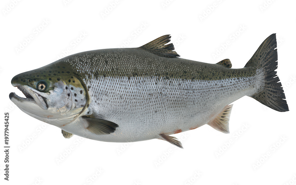 Obraz premium Atlantic salmon fish isolated on a transparent background, for seafood and culinary isolated on a transparent background