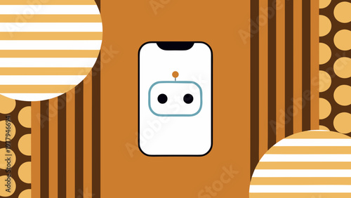 Mobile phone displays a robot avatar indicating artificial intelligence service.