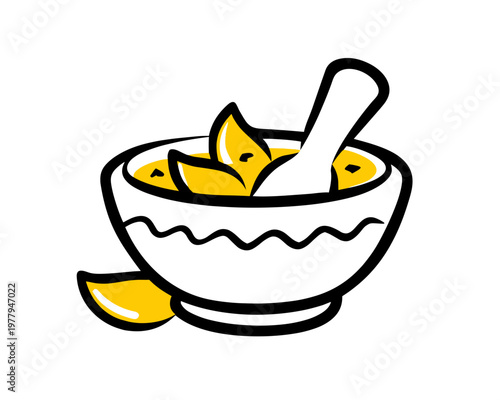 Simple vector illustration of a cake with cream served alongside a cup of tea and a cup of coffee in a colorful cartoon style