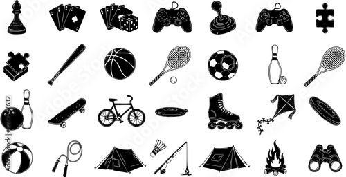 Quadro su tela Sports, Recreation, and Hobbies Glyph Icons Set