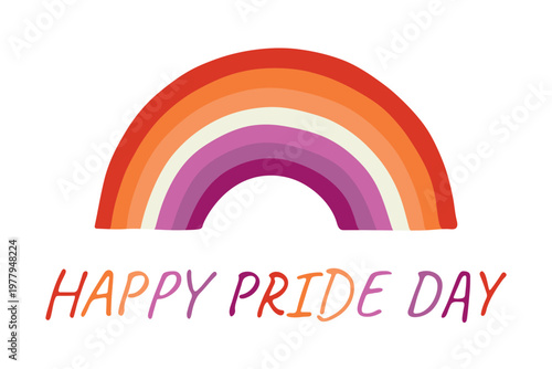 Colorful rainbow shape Lesbian pride flag Happy pride day LGBTQIA community Pride Month Vector hand drawn doodle for posters, stickers, logo, cards