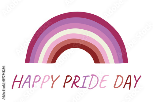 Colorful rainbow shape Lesbian pride flag Happy pride day LGBTQIA community Pride Month Vector hand drawn doodle for posters, stickers, logo, cards