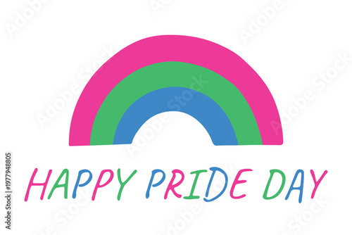 Colorful rainbow shape Polysexual pride flag Happy pride day LGBTQIA community Pride Month Vector hand drawn doodle for posters, stickers, logo, cards