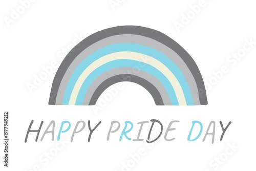 Colorful rainbow shape Demiboy pride flag Happy pride day LGBTQIA community Pride Month Vector hand drawn doodle for posters, stickers, logo, cards