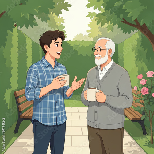 Concept of Mentorship and Guidance in Relaxed Garden Setting