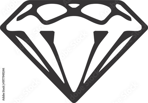 Faceted diamond gemstone icon in bold outline