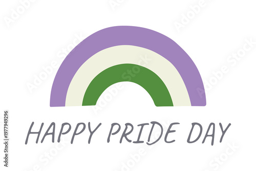 Colorful rainbow shape Genderqueer pride flag Happy pride day LGBTQIA community Pride Month Vector hand drawn doodle for posters, stickers, logo, cards