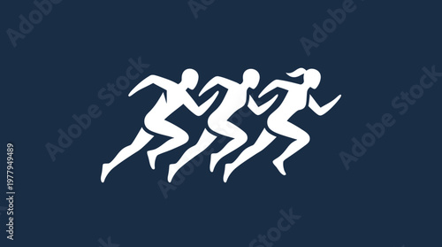 Silhouette of Runners in Motion Against Dark Background