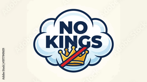 No Kings Sign with Cloud and Crown