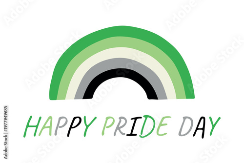Colorful rainbow shape Aromantic pride flag Happy pride day LGBTQIA community Pride Month Vector hand drawn doodle for posters, stickers, logo, cards