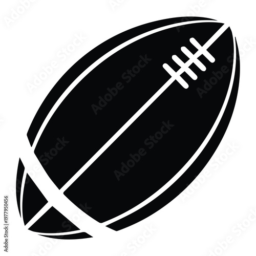 Rugby Ball Icon Silhouette Vector black design on a white background