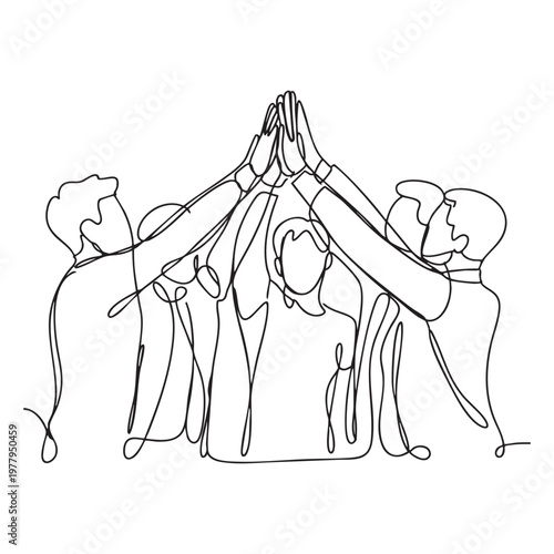 Black and white line of four stylized horses with flowing manes and tails line horse head