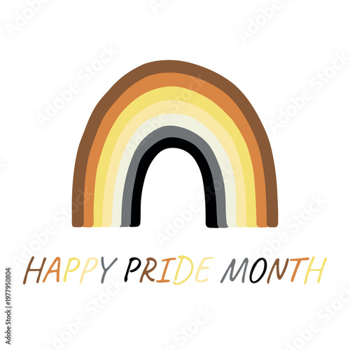 Colorful rainbow shape Bear brotherhood pride flag Happy pride day LGBTQIA community Pride Month Vector hand drawn doodle for posters, stickers, logo, cards