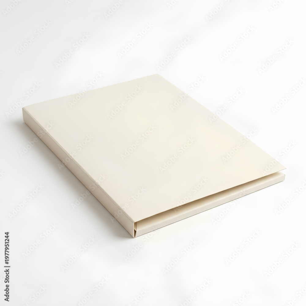 Fototapeta premium Closed white book on a white surface minimalist design.