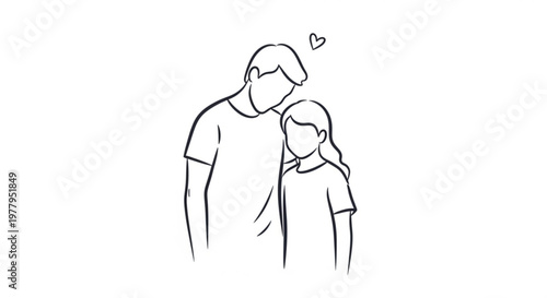 Tender moment of a man and a girl sharing love and affection with a heart symbol