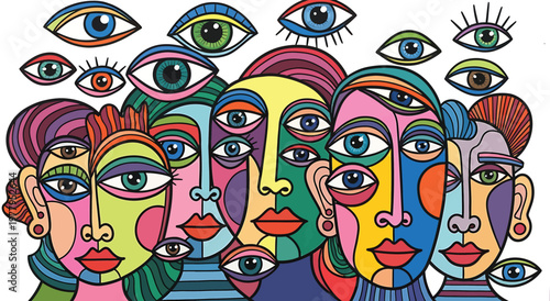 Multicolored Faces with Multiple Eyes